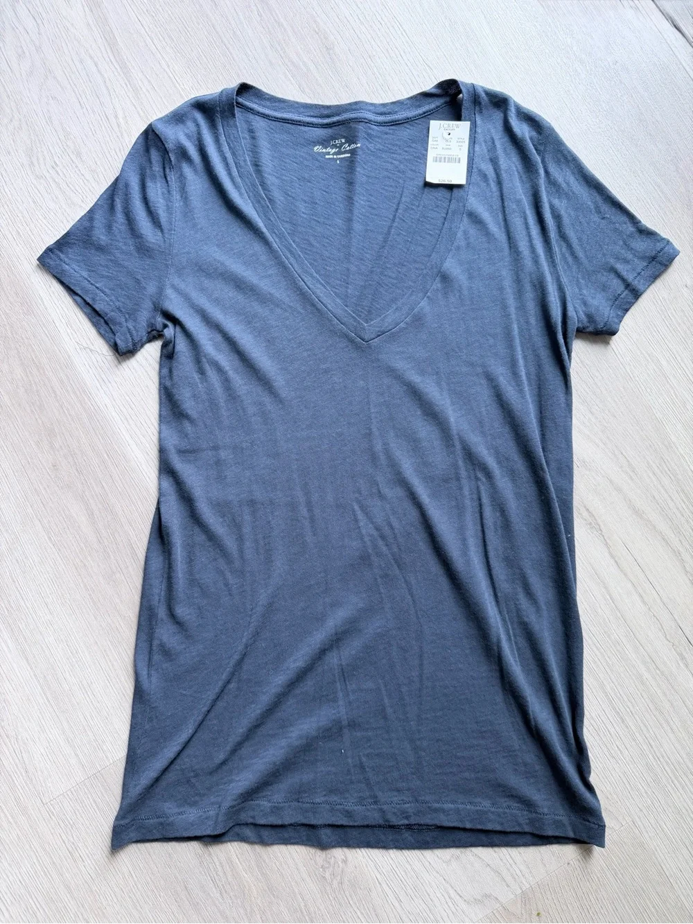 NWT J. Crew Factory Vintage Cotton V-Neck Tee - Navy (S)